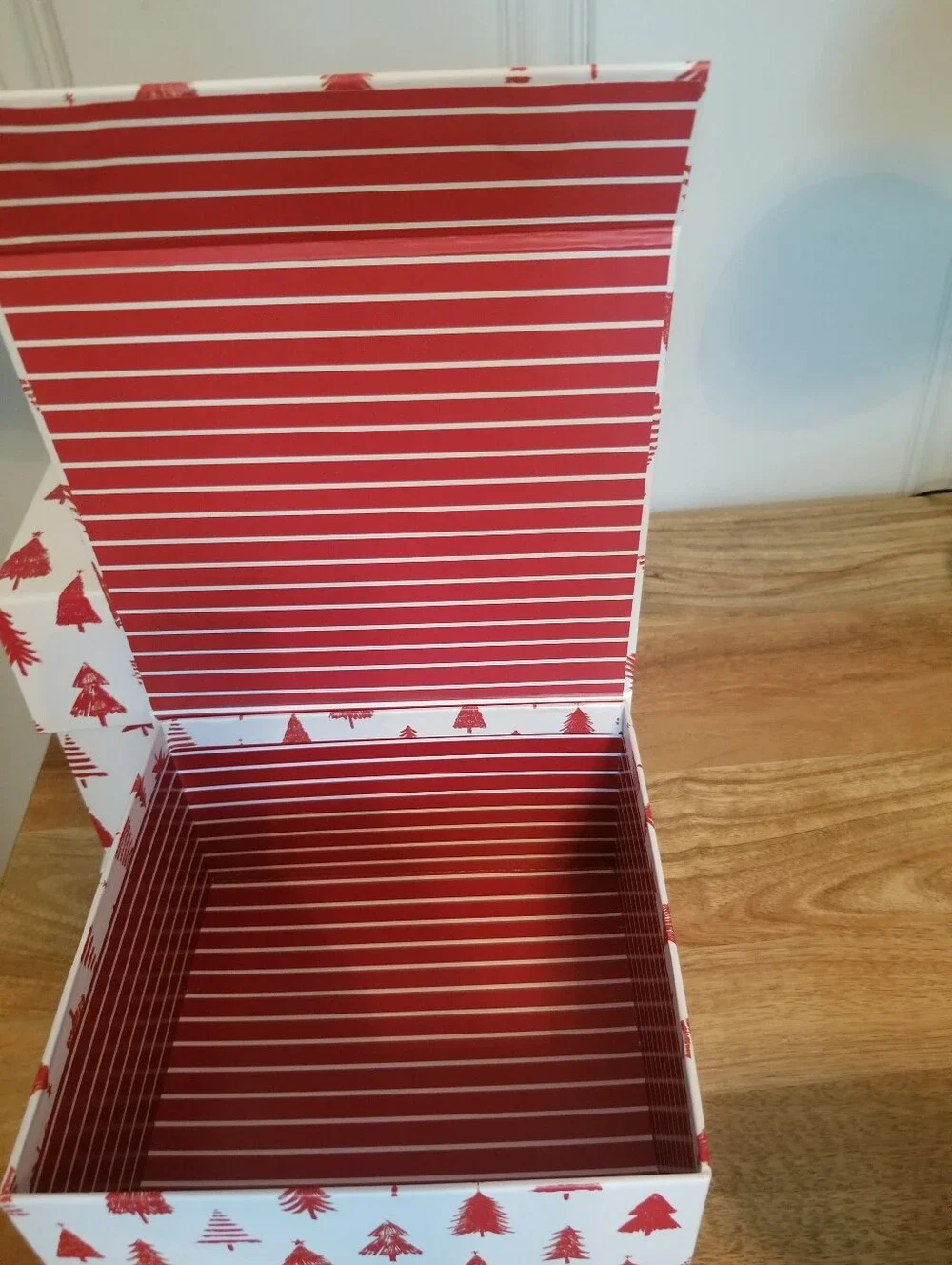 NWT 2 Gift Boxes - Red Tree Pattern Holiday Gift Boxes